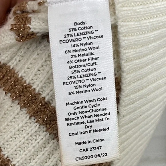 Talbots Crewneck Metallic Striped Knit Sweater Size L - Picture 5 of 8